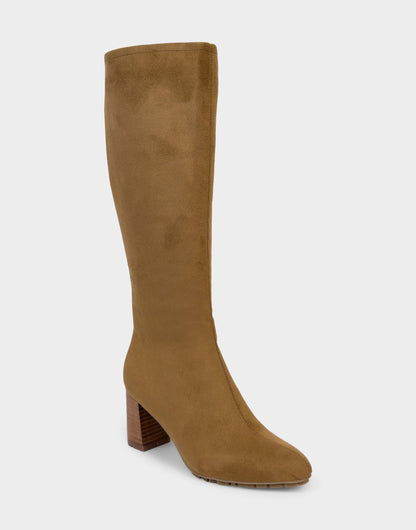 Aerosoles Comfortable Women's Mid Block Heel Boot In Brown Faux Suede
