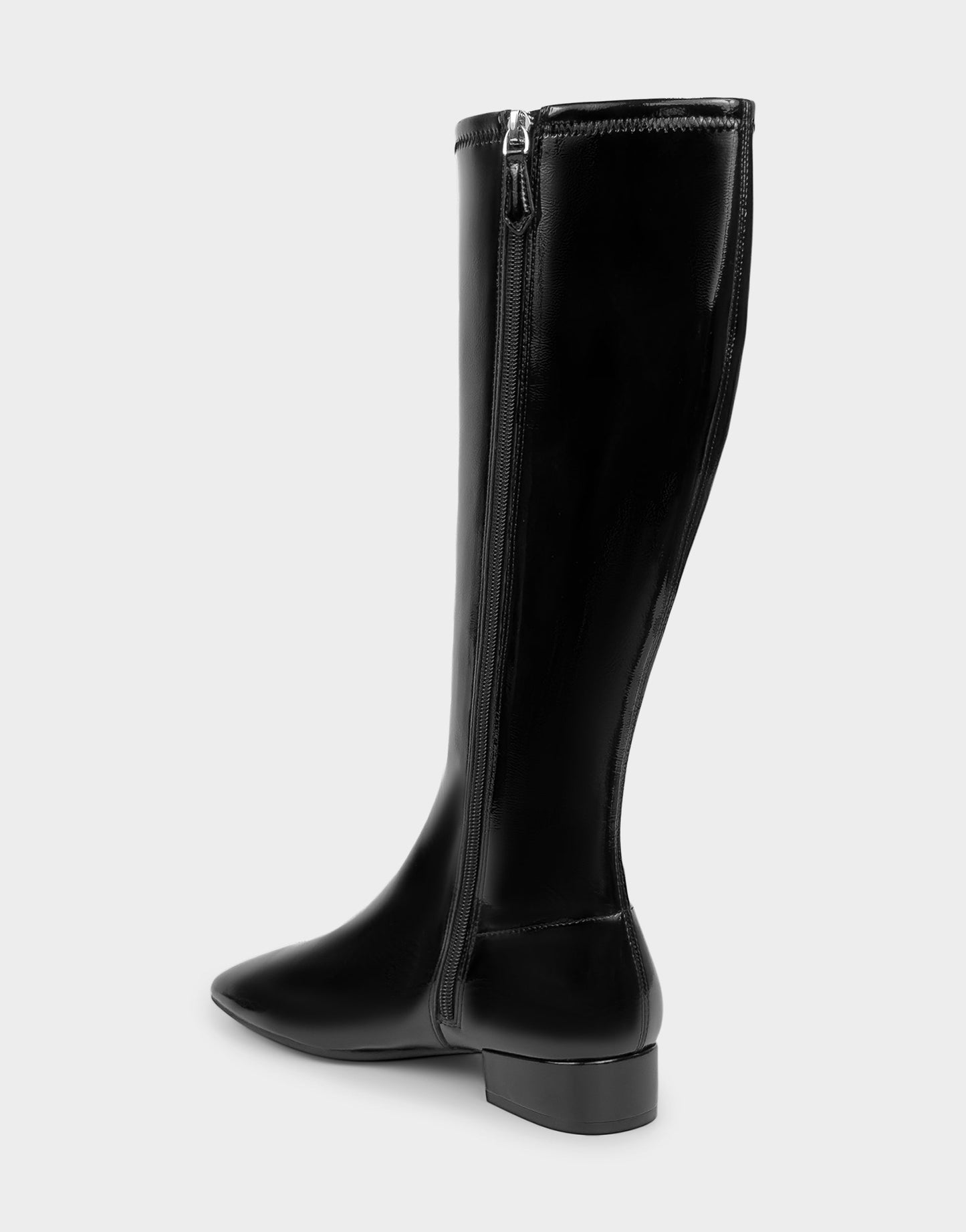 Aerosoles Comfortable Women's Low Block Heel Boot In Black Patent Faux Leather
