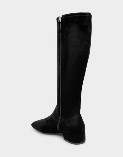 Aerosoles Comfortable Women's Low Block Heel Boot In Black Faux Suede