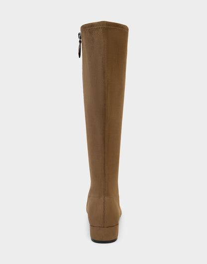 Aerosoles Comfortable Women's Low Block Heel Boot In Brown Faux Suede