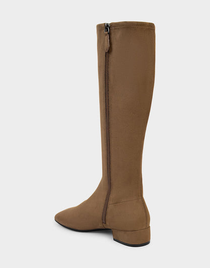 Aerosoles Comfortable Women's Low Block Heel Boot In Brown Faux Suede