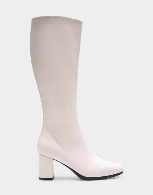 Aerosoles Comfortable Women's Tall Shaft Boot in Eggnog Stretch Faux Leather