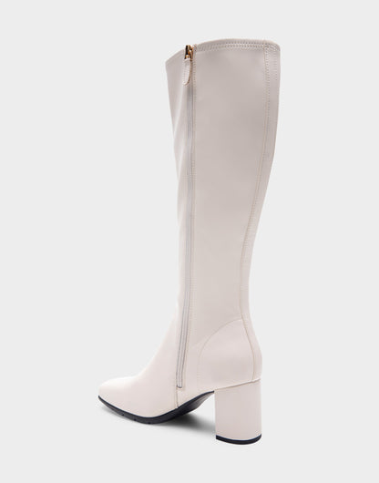 Aerosoles Comfortable Women's Tall Shaft Boot in Eggnog Stretch Faux Leather