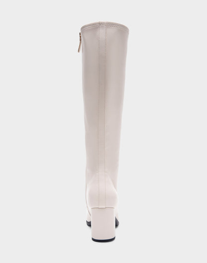 Aerosoles Comfortable Women's Tall Shaft Boot in Eggnog Stretch Faux Leather