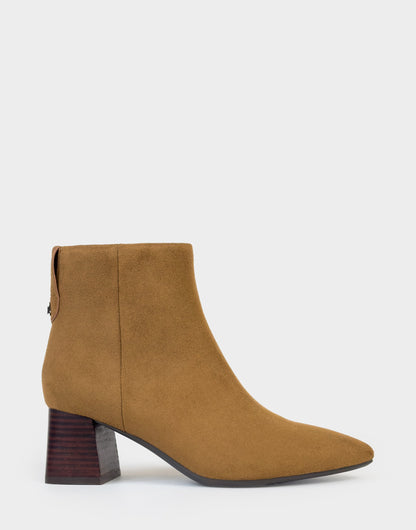 Aerosoles Comfortable Women's Mid Block Heel Bootie In Brown Faux Suede