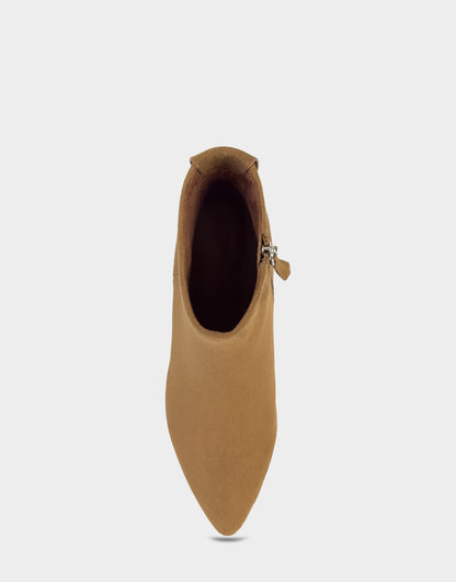 Aerosoles Comfortable Women's Mid Block Heel Bootie In Brown Faux Suede
