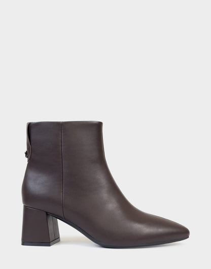 Aerosoles Comfortable Women's Mid Block Heel Bootie In Brown Faux Leather