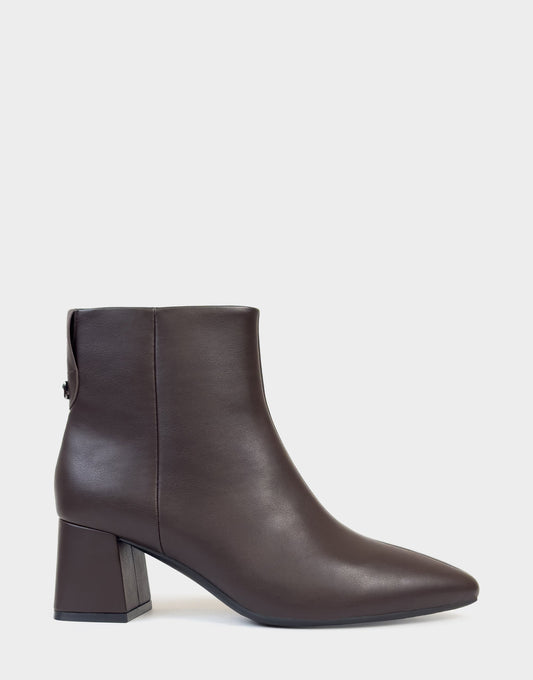 Aerosoles Comfortable Women's Mid Block Heel Bootie In Brown Faux Leather
