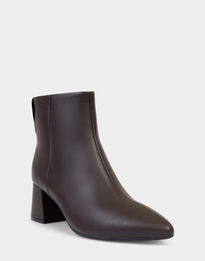 Aerosoles Comfortable Women's Mid Block Heel Bootie In Brown Faux Leather