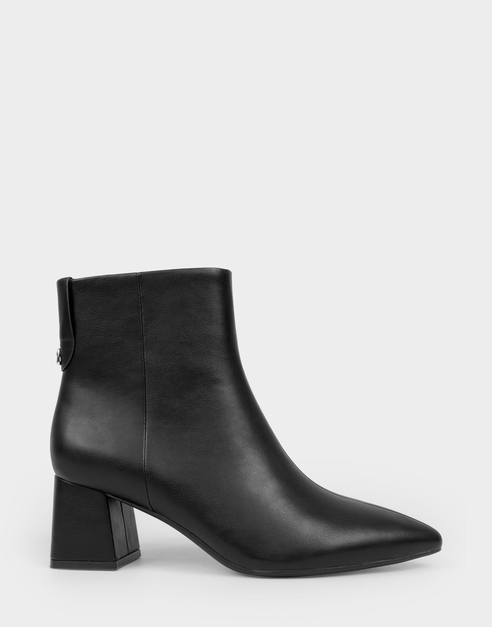 Aerosoles Comfortable Women's Mid Block Heel Bootie In Black Faux Leather