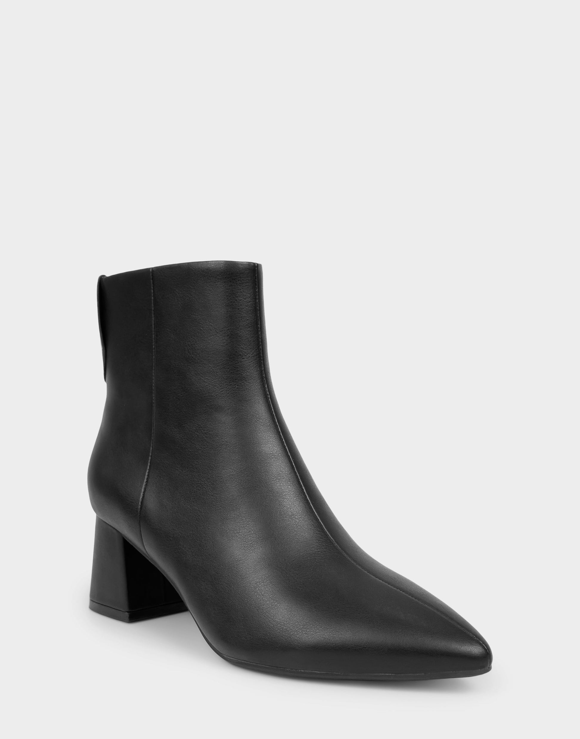 Aerosoles Comfortable Women's Mid Block Heel Bootie In Black Faux Leather
