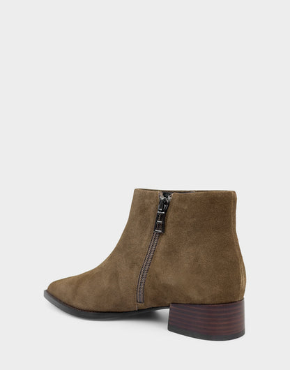 Aerosoles Comfortable Women's Mid Block Heel Bootie In Brown Suede