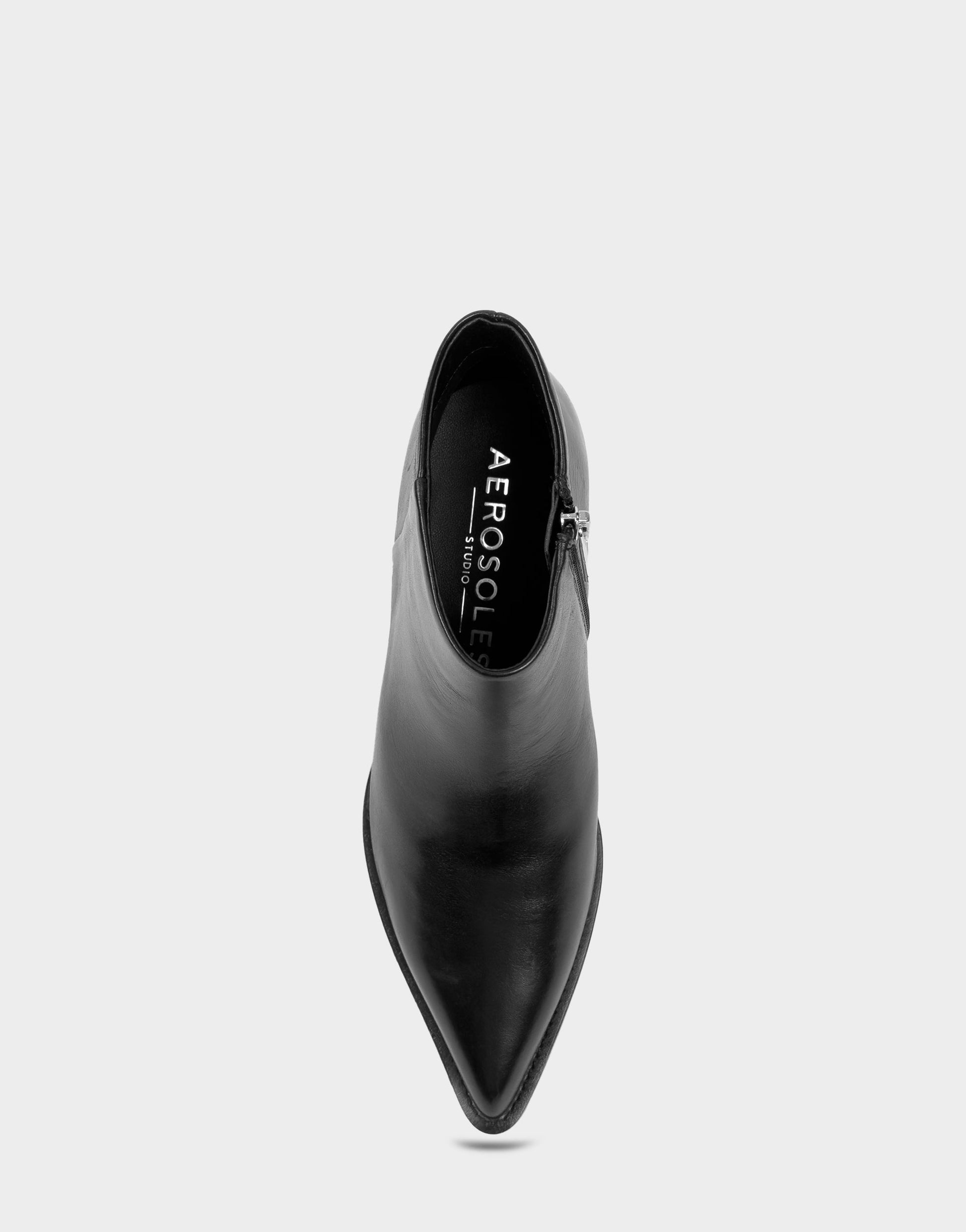 Aerosoles Comfortable Women's Mid Block Heel Bootie In Black Leather