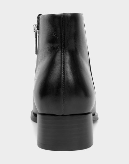 Aerosoles Comfortable Women's Mid Block Heel Bootie In Black Leather