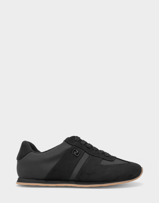 Aerosoles Comfortable Women's Lace Up Sneaker In Black Faux Suede