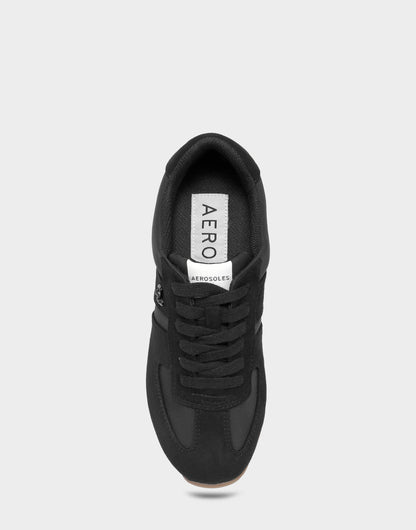 Aerosoles Comfortable Women's Lace Up Sneaker In Black Faux Suede