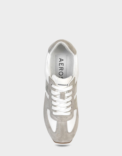Aerosoles Comfortable Women's Lace Up Sneaker In White Faux Suede