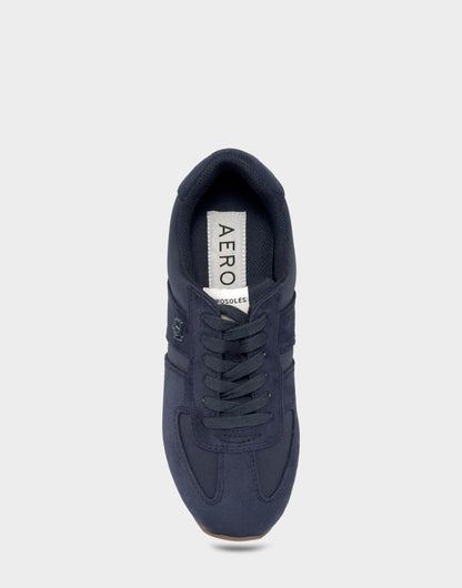 Aerosoles Comfortable Women's Lace Up Sneaker In Navy Faux Suede