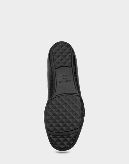 Aerosoles Comfortable Women's Sneakerina Flat In Black Faux Leather