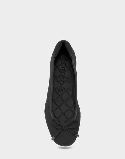 Aerosoles Comfortable Women's Sneakerina Flat In Black Stretch Gabardine