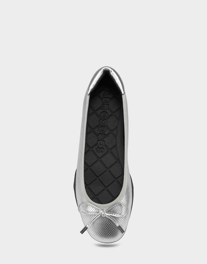 Aerosoles Comfortable Women's Sneakerina Flat In Silver Faux Leather