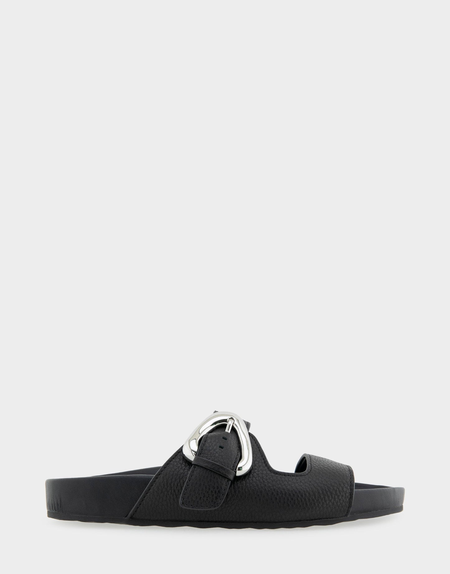 Aerosoles Comfortable Women's Footbed Sandals in Black Pebbled Leather