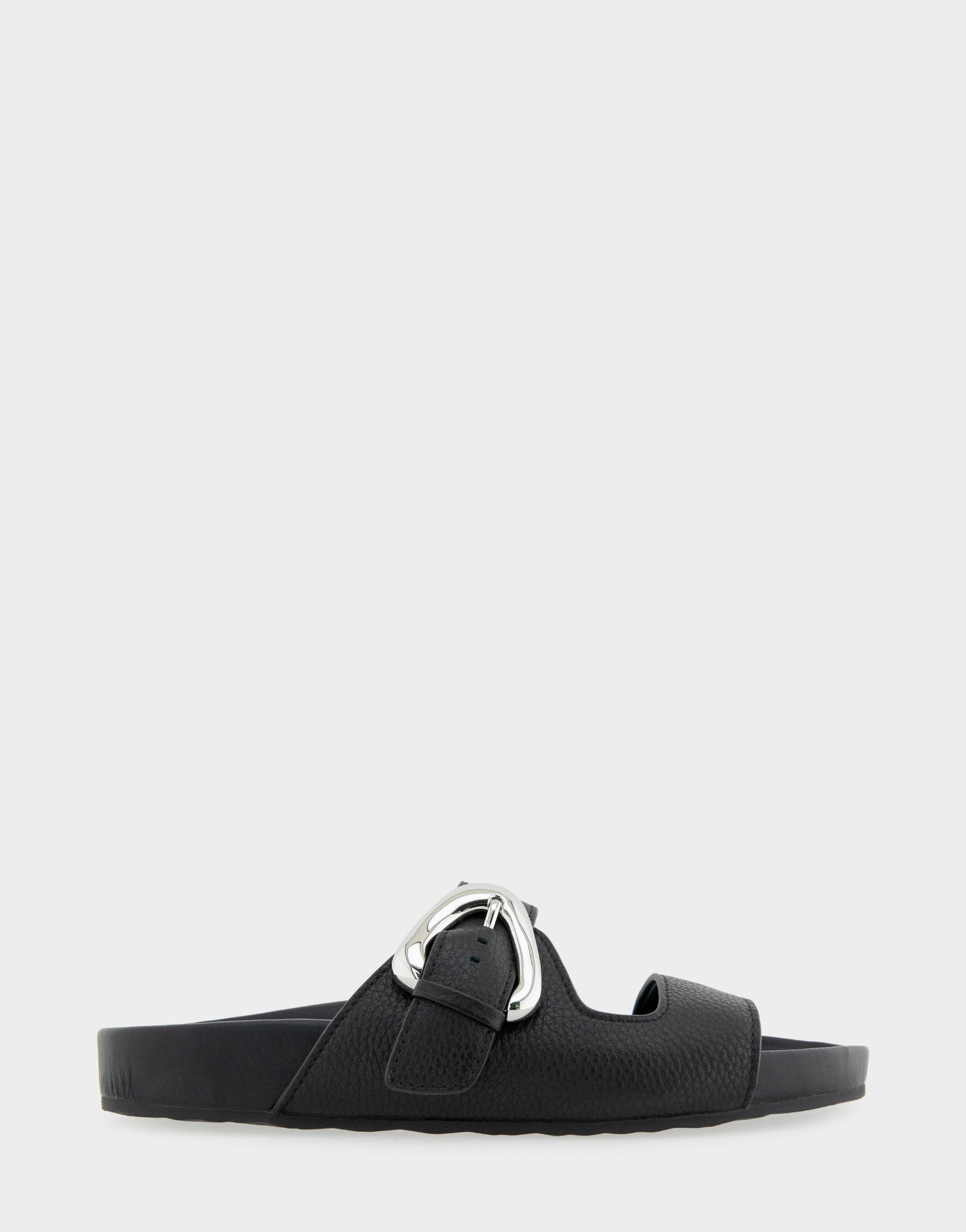 Aerosoles Comfortable Women's Footbed Sandals in Black Pebbled Leather