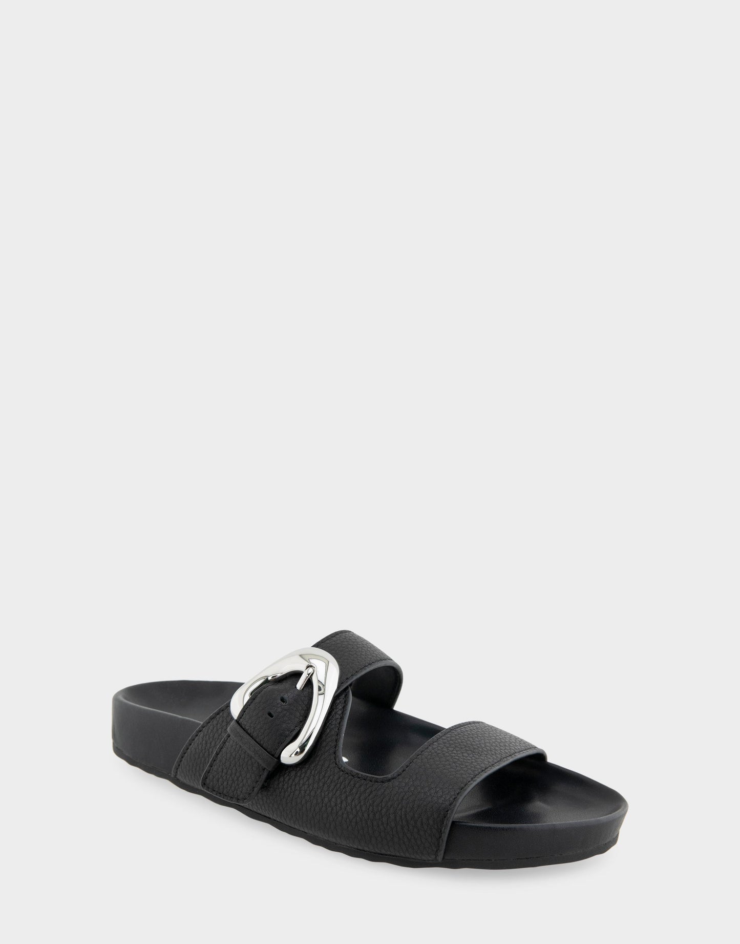 Aerosoles Comfortable Women's Footbed Sandals in Black Pebbled Leather