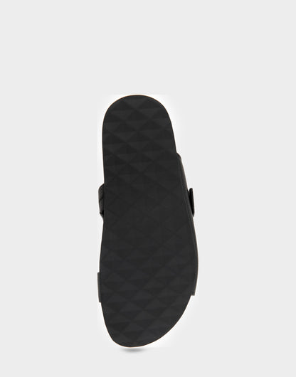 Aerosoles Comfortable Women's Footbed Sandals in Black Pebbled Leather