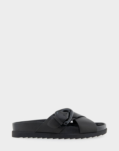 Aerosoles Comfortable Women's Footbed Sandals in Black Leather