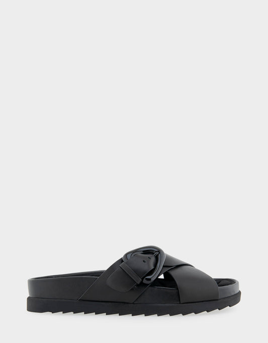 Aerosoles Comfortable Women's Footbed Sandals in Black Leather