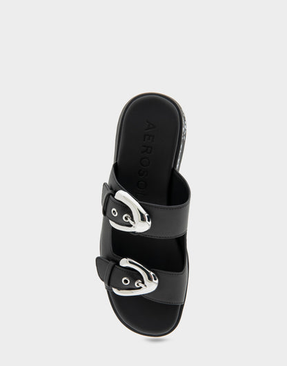 Aerosoles Comfortable Women's Walking Sandal in Black Leather