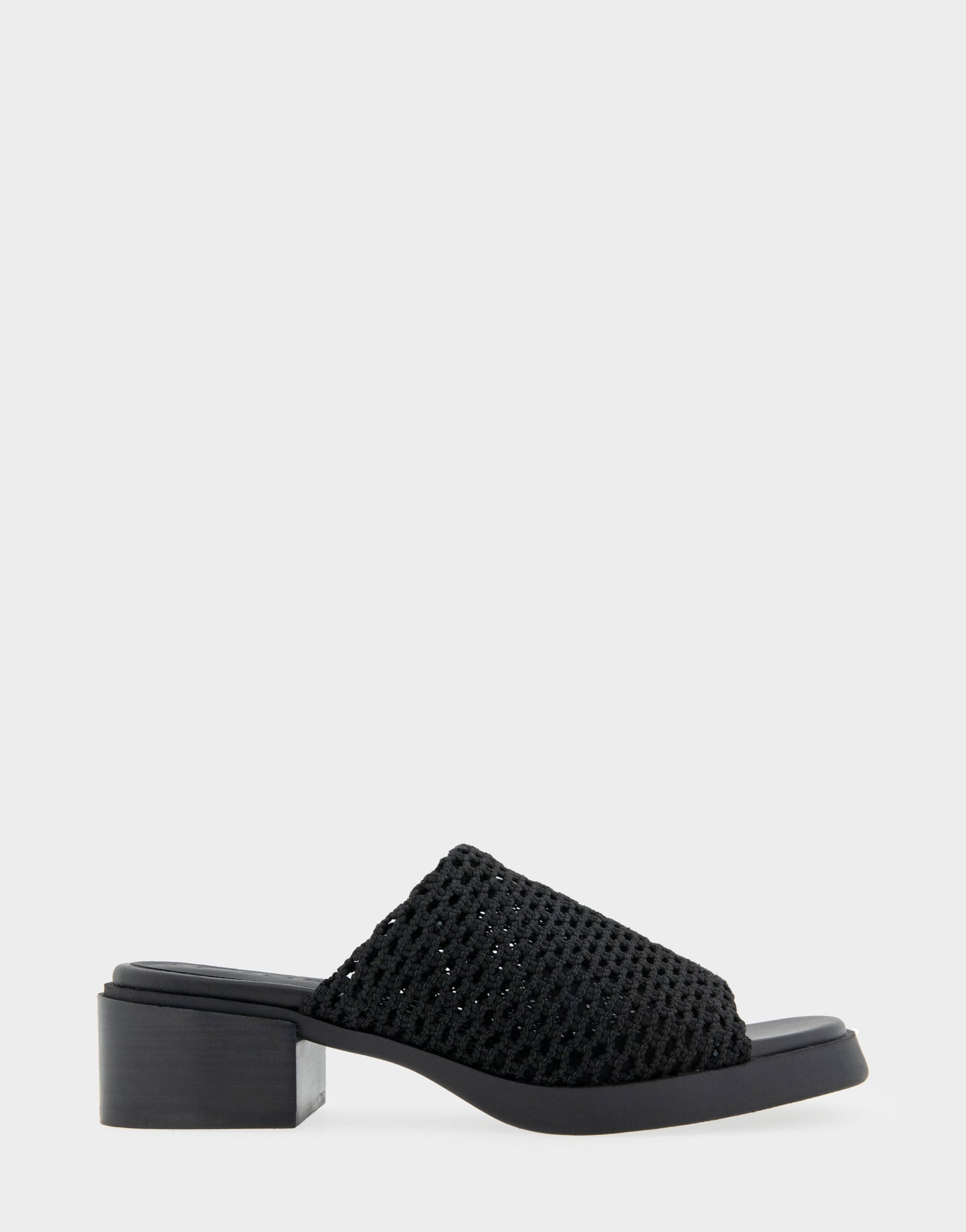 Aerosoles Comfortable Women's Knit Slip On Low Block Heel Sandal in Black Knit Fabric