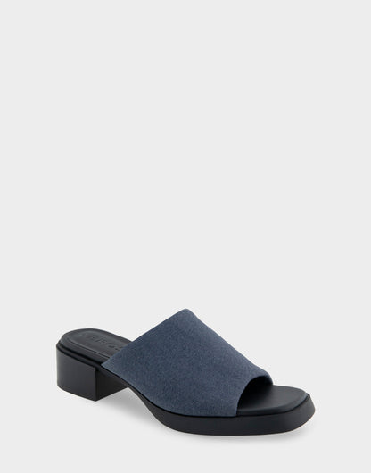 Aerosoles Comfortable Women's Dress Sandals in Dark Blue Stretch Fabric Gabardine