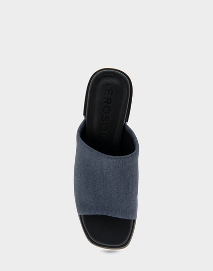 Aerosoles Comfortable Women's Dress Sandals in Dark Blue Stretch Fabric Gabardine