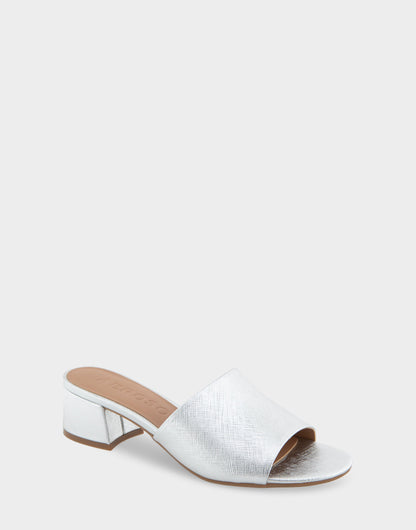Aerosoles Comfortable Women's Slide Sandals in Silver Metallic Textured Faux Leather