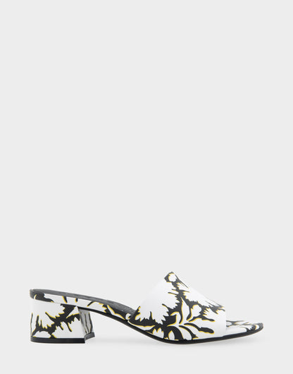 Aerosoles Comfortable Women's Slide Sandals in White/black Printed Floral Faux Leather