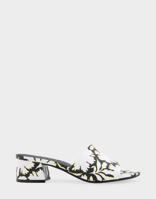 Aerosoles Comfortable Women's Slide Sandals in White/black Printed Floral Faux Leather